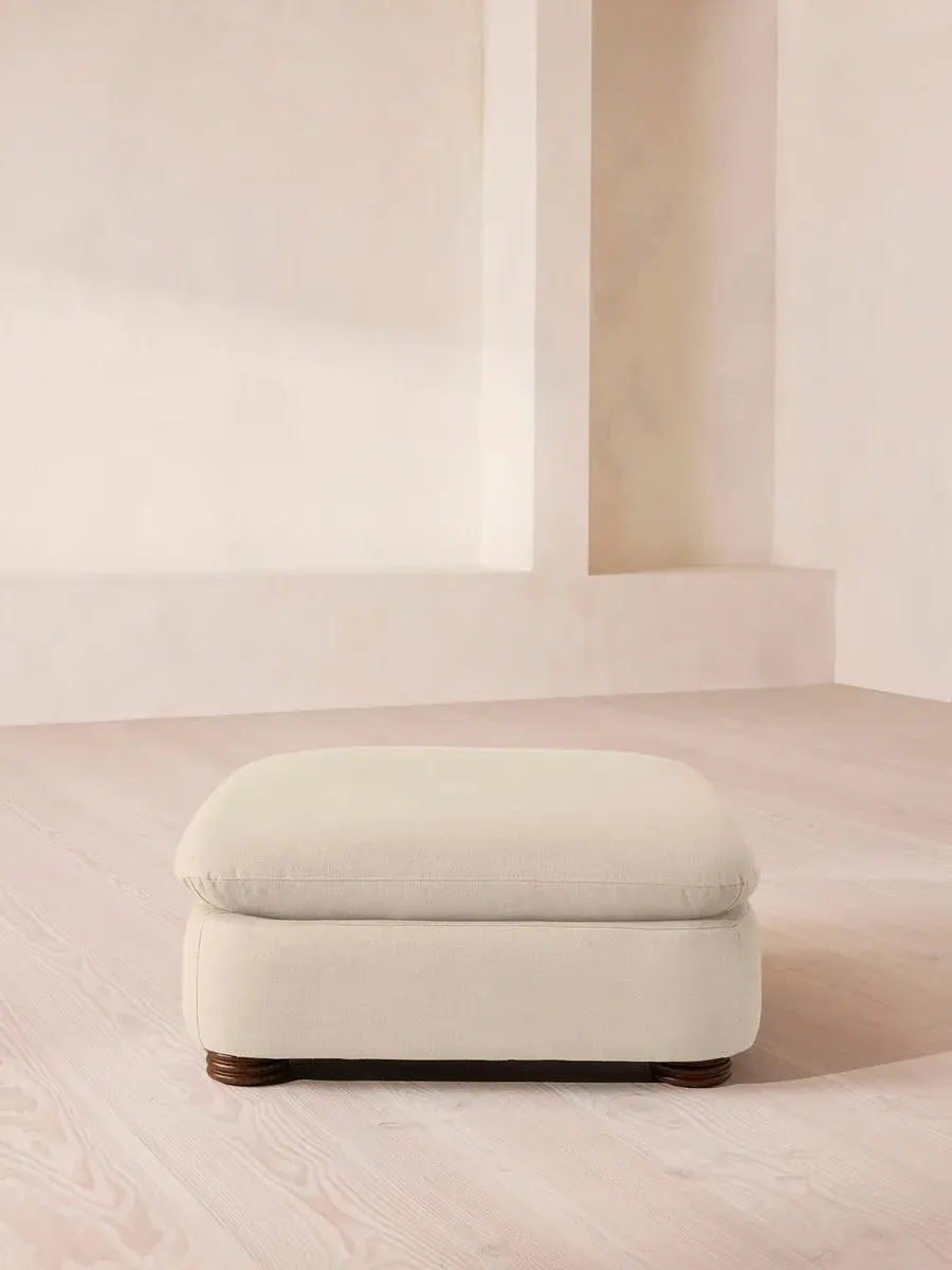 Square Ottoman with Curved Edges - Bisque, Linen by Soho Home