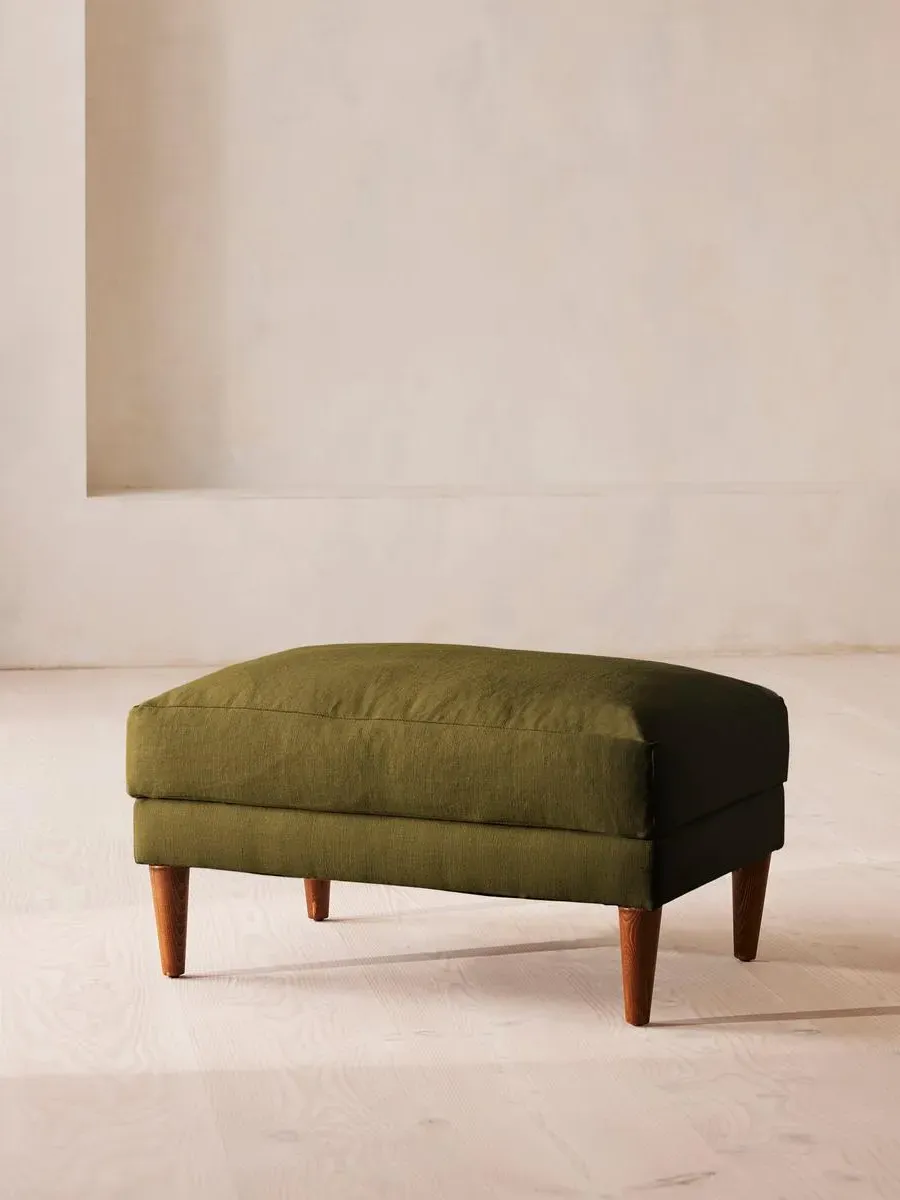Reya Ottoman - Olive, Linen by Soho Home