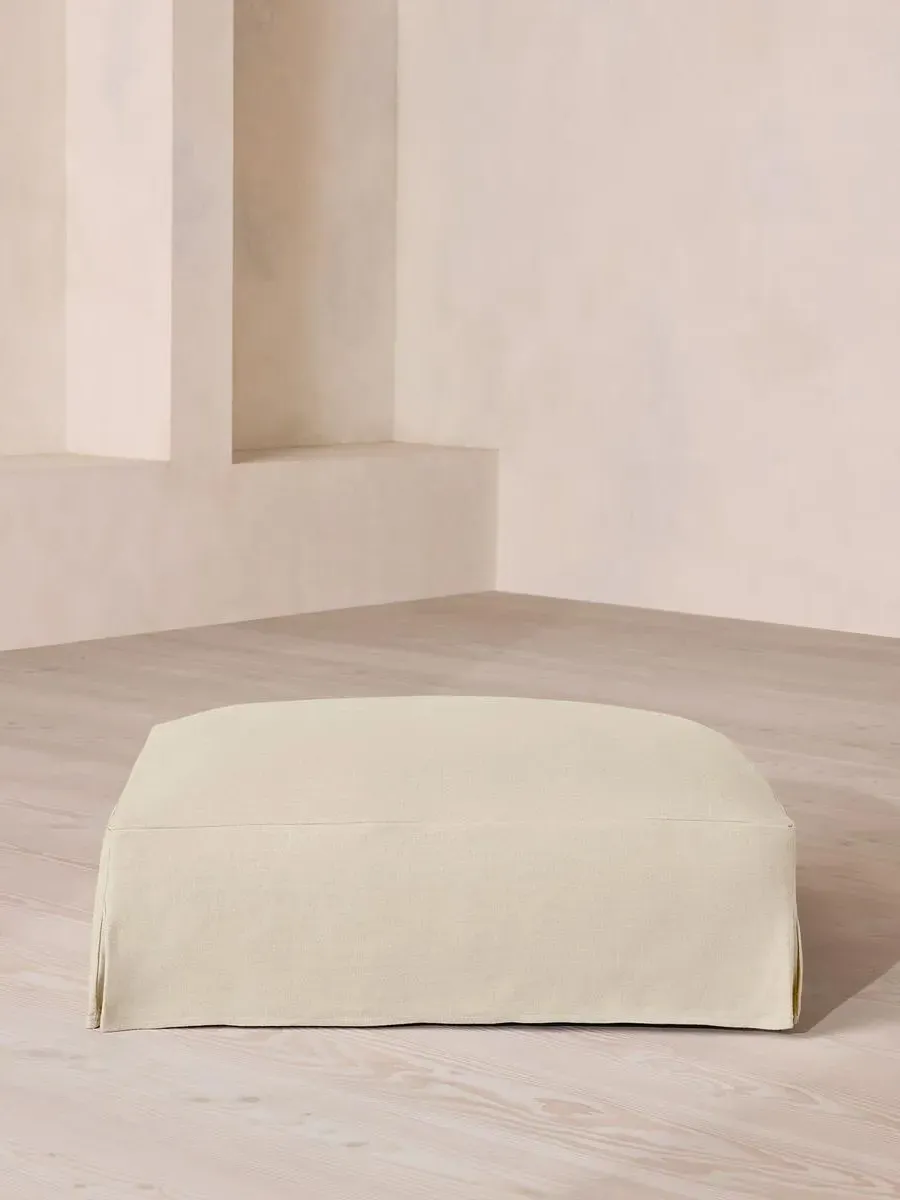 Square Ottoman with Slip Cover - Bisque, Linen