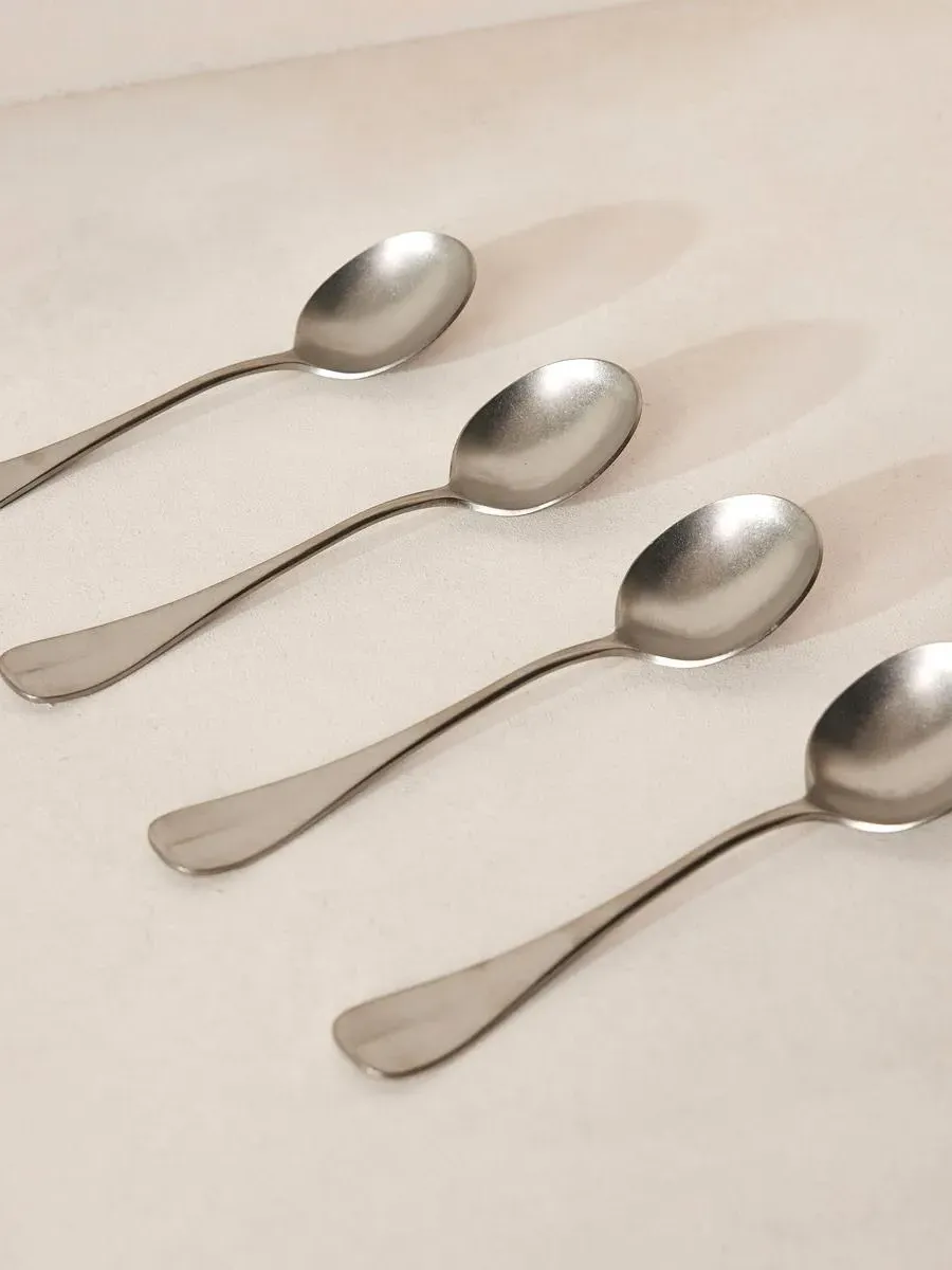 Stonewashed Soup Spoon Set of Four - Pewter, Stainless Steel product