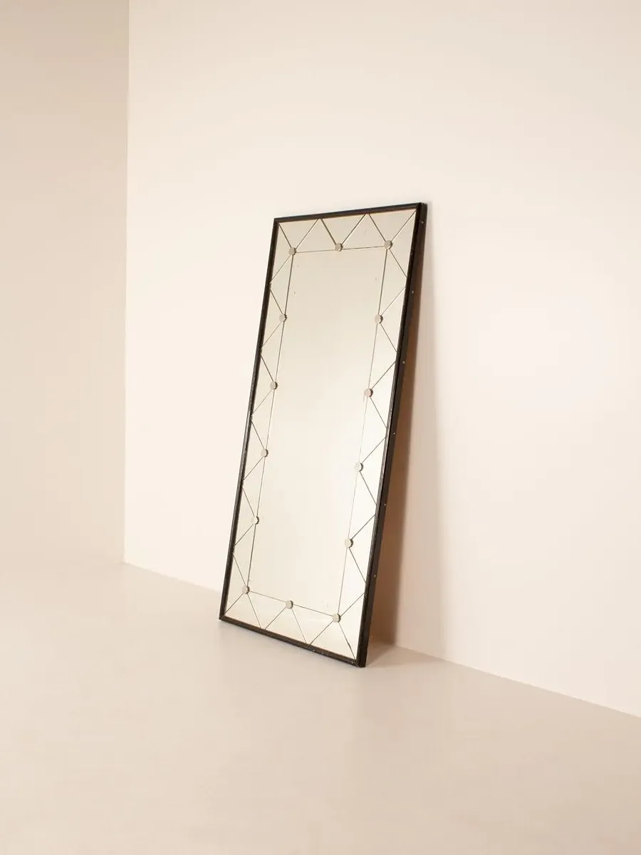 Studded Mirror - Ebonised Wood, Chrome by Soho Home