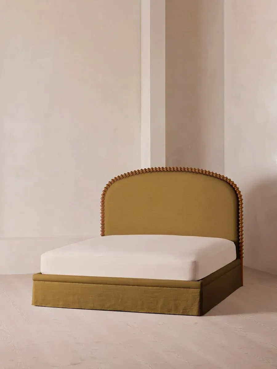 Super King Bed with Curved Headboard - Ochre, Linen by Soho Home