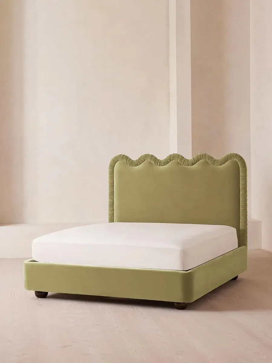 Tristan Super King Size Bed - Lichen, Velvet