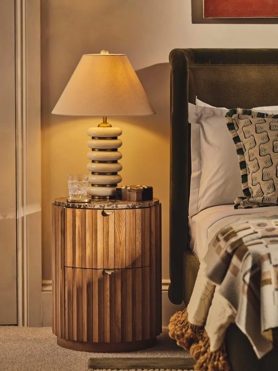 Table Lamp with Ring Base - Cream, Lacquer by Soho Home