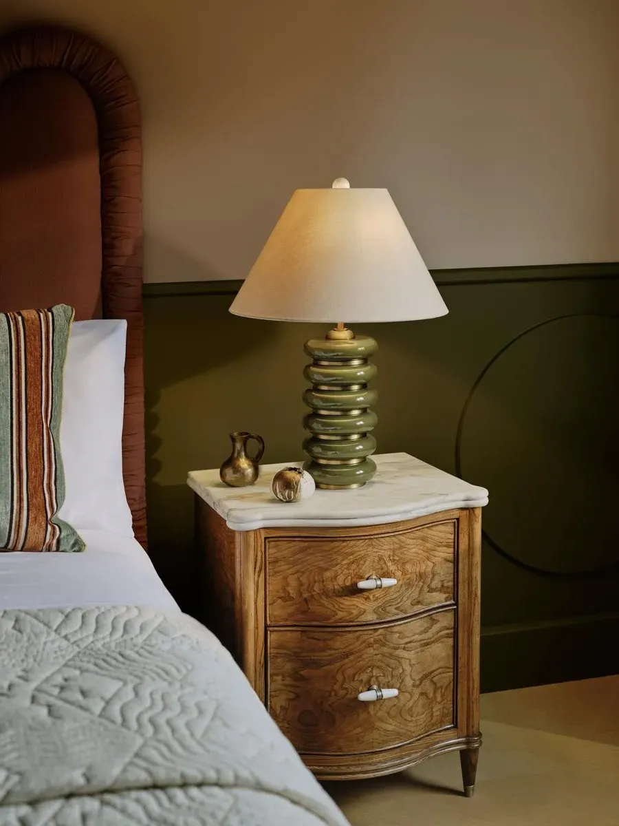 Table Lamp with Ring Base - Olive, Lacquer product