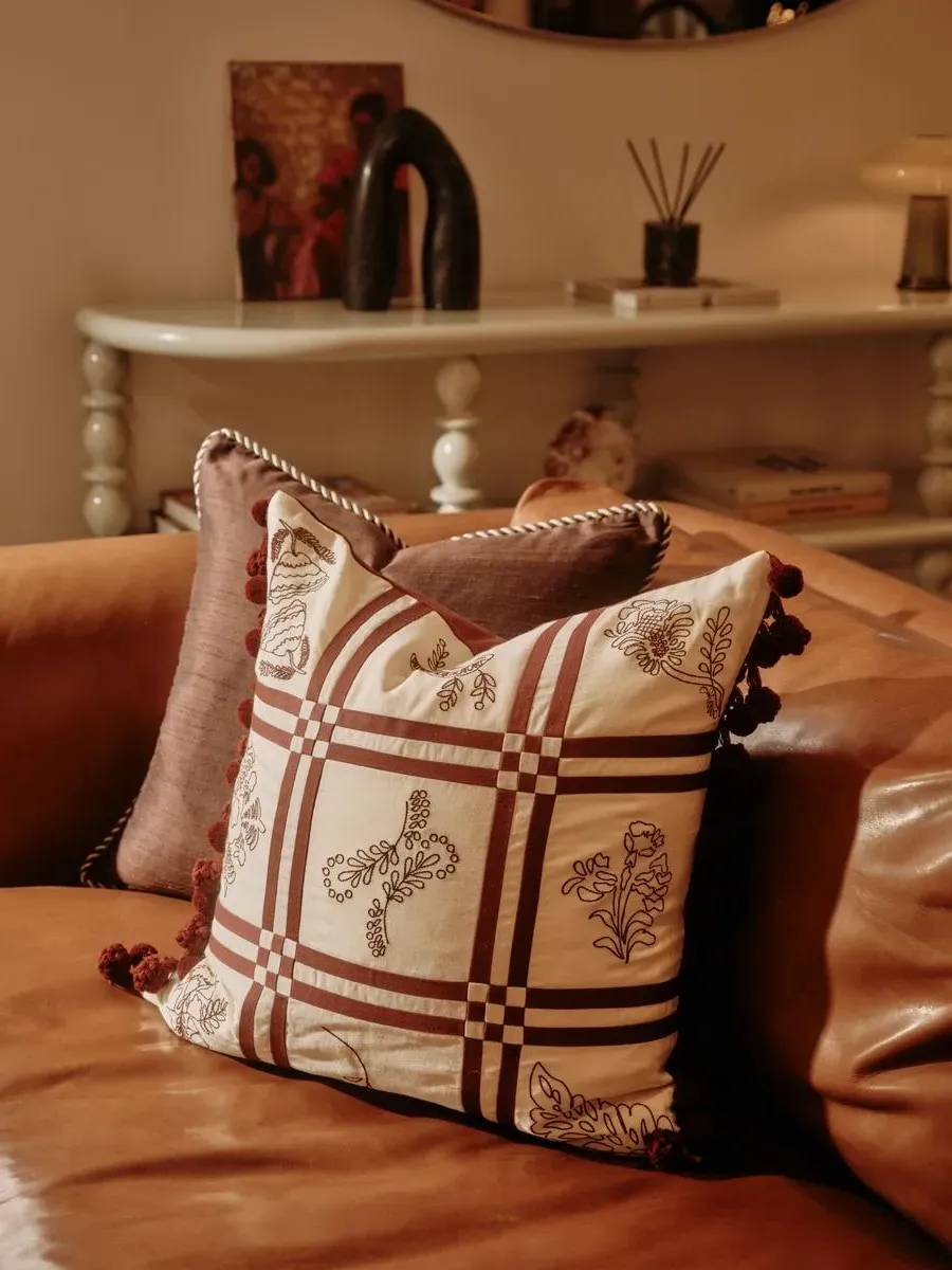 Tara Square Cushion - Rust, Cream product
