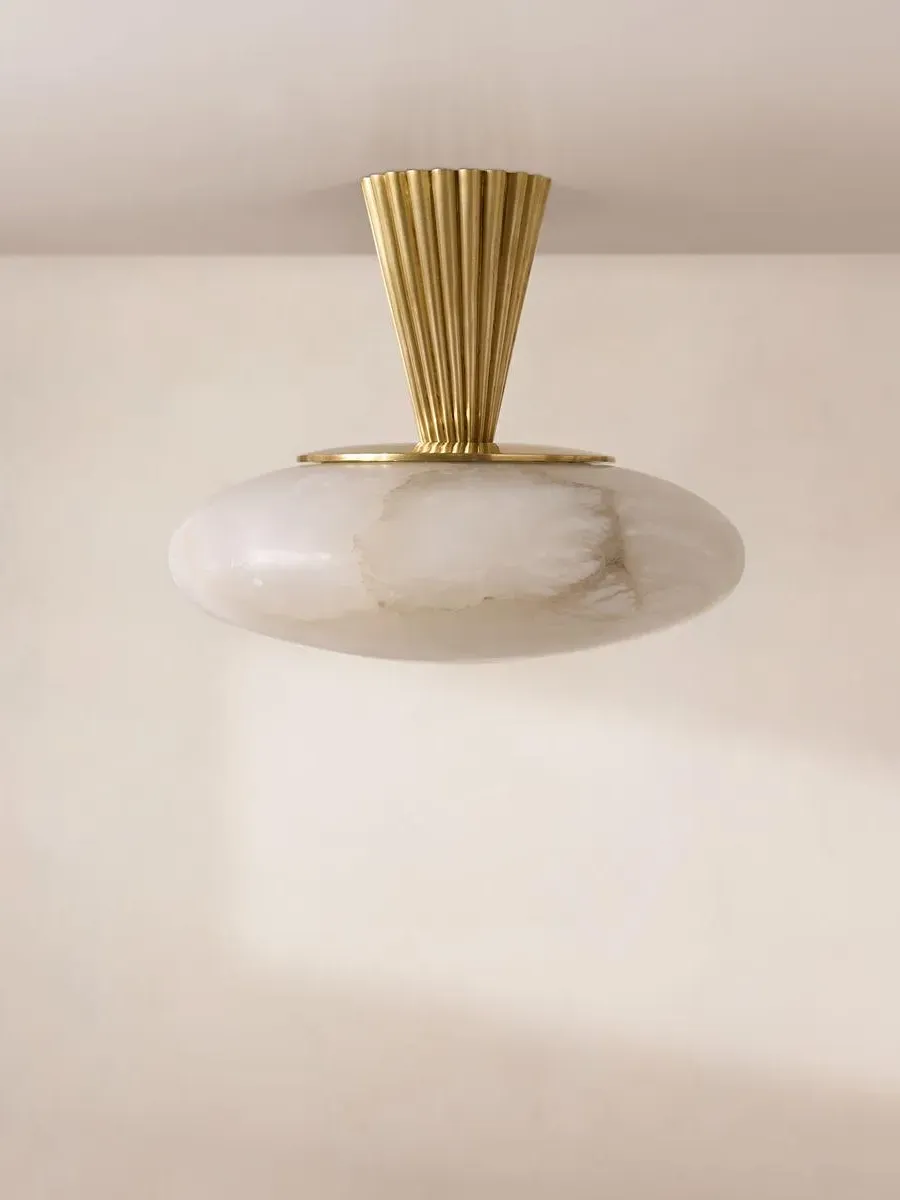 Tessa Flush Ceiling Light - Alabaster, Brass product