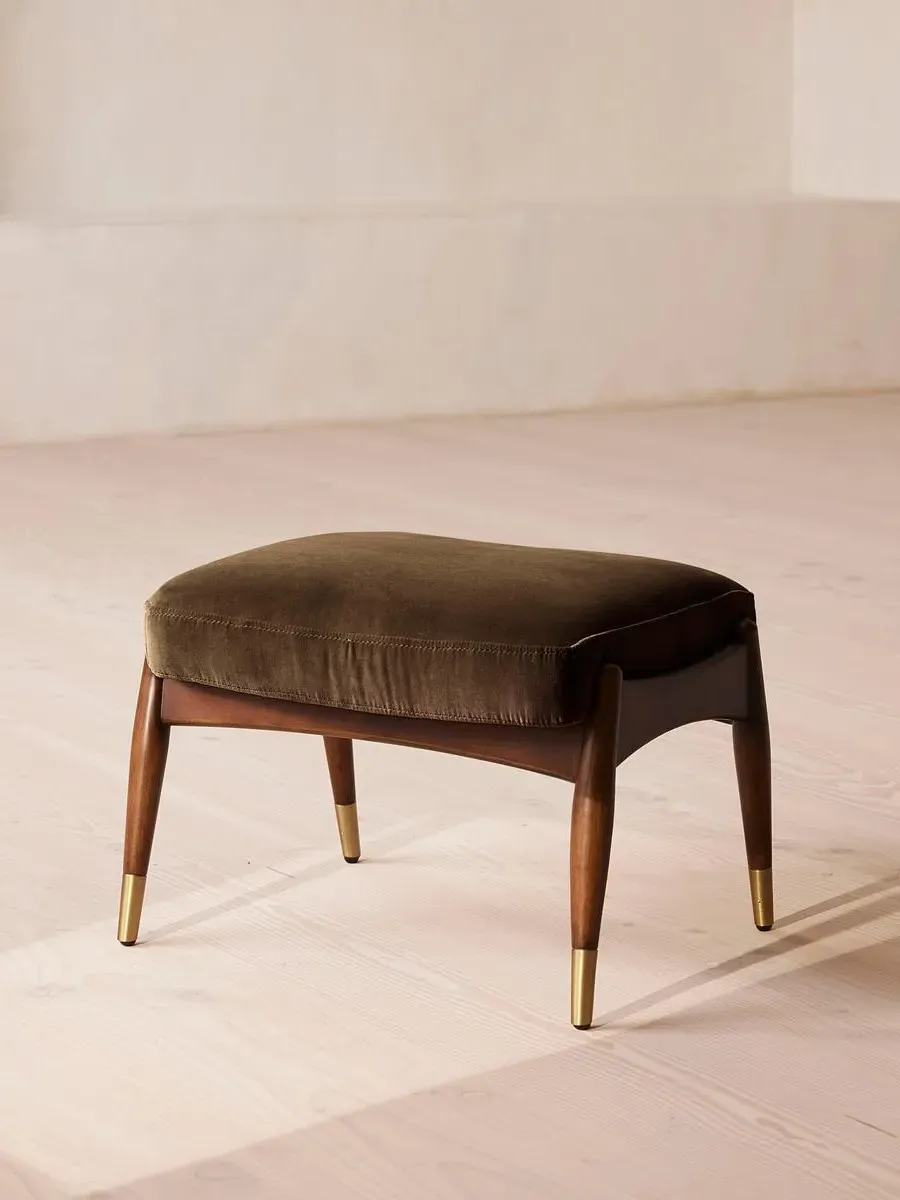 Theodore Footstool - Chocolate Brown, Velvet product