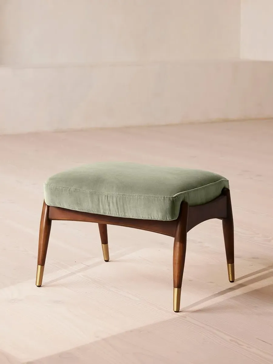 Theodore Footstool - Seafoam, Velvet by Soho Home