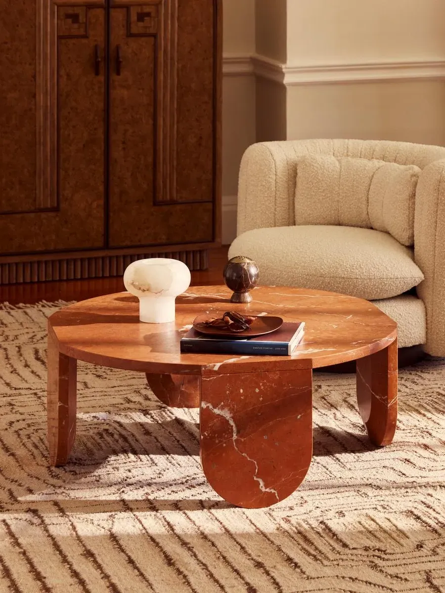 Tobias Round Coffee Table - Rosso Alicante Marble product