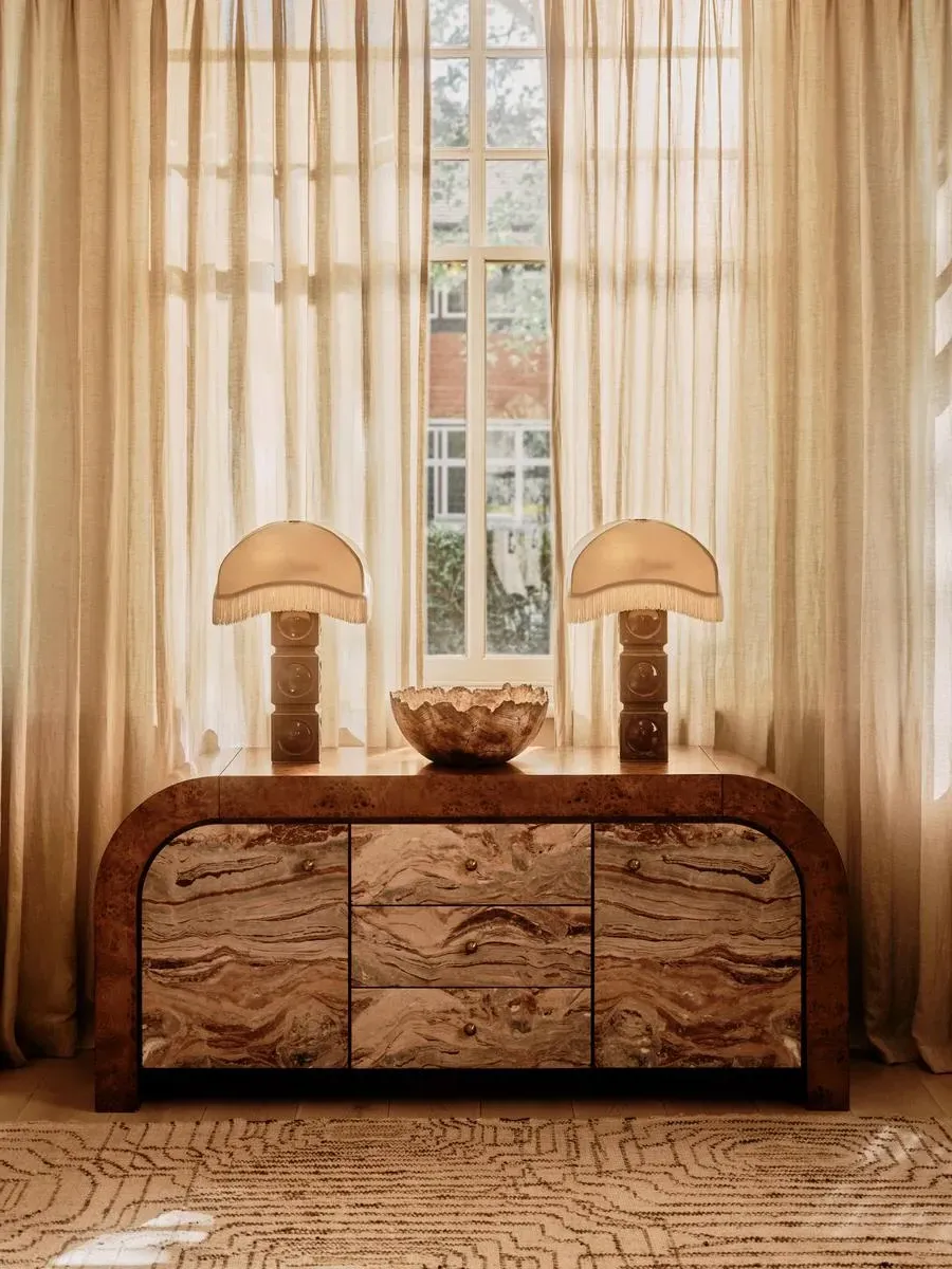 Toledo Sideboard - Rosso Orobico Marble, Mappa Burl product