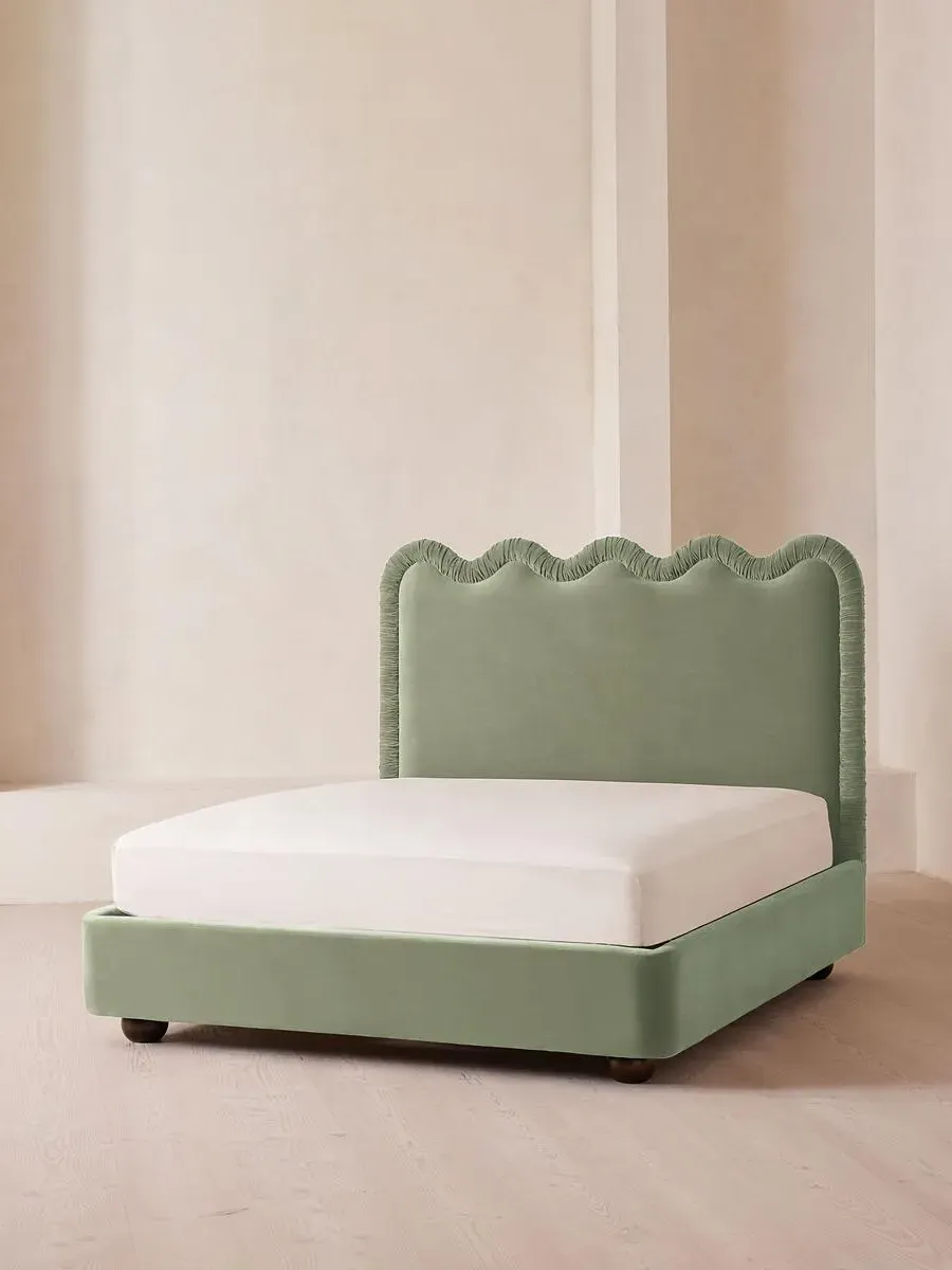 Tristan King Size Bed Frame - Seafoam, Velvet product