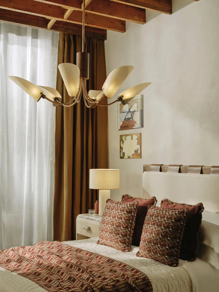 Truman 6-Arm Chandelier - Brass, Walnut product