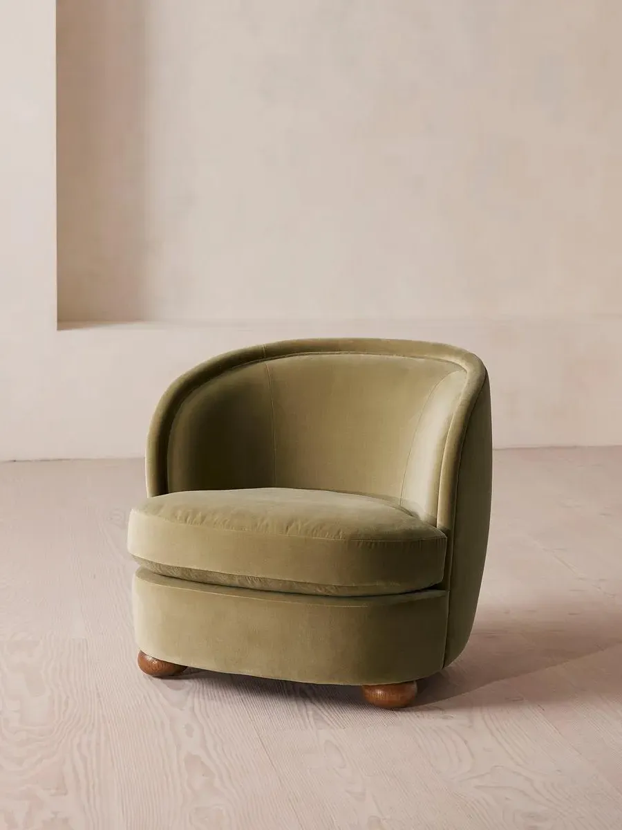 Tub Armchair with Piped Edging - Lichen, Velvet product