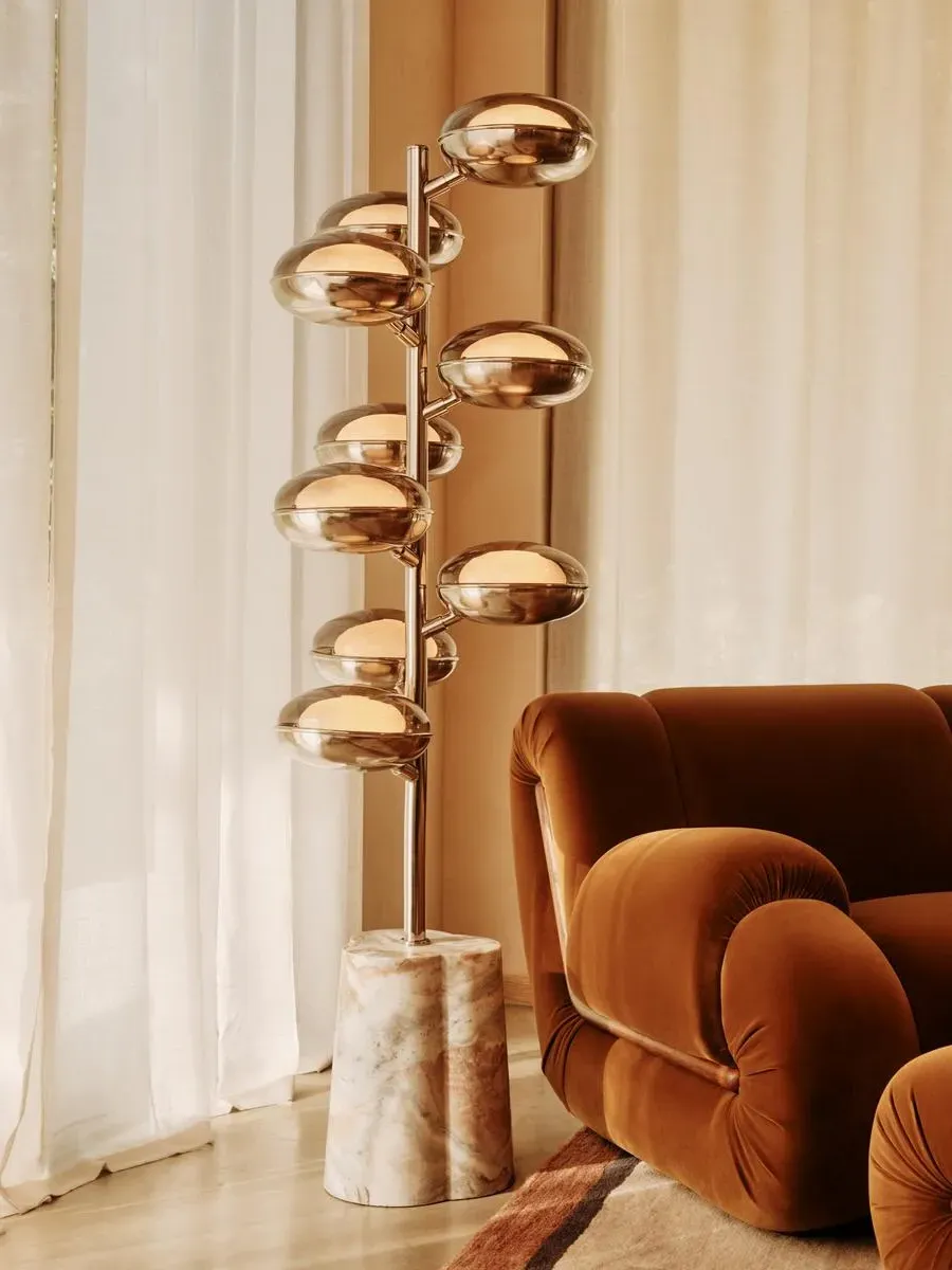 Valentina 9-Light Floor Lamp - Chrome, Marble by Soho Home