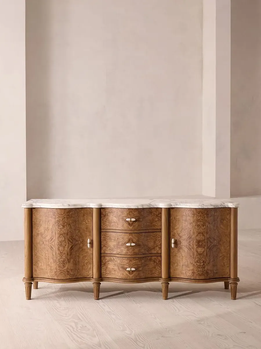 Valerie Sideboard - Arabescato Corchia Marble, Olive Ash Burl product