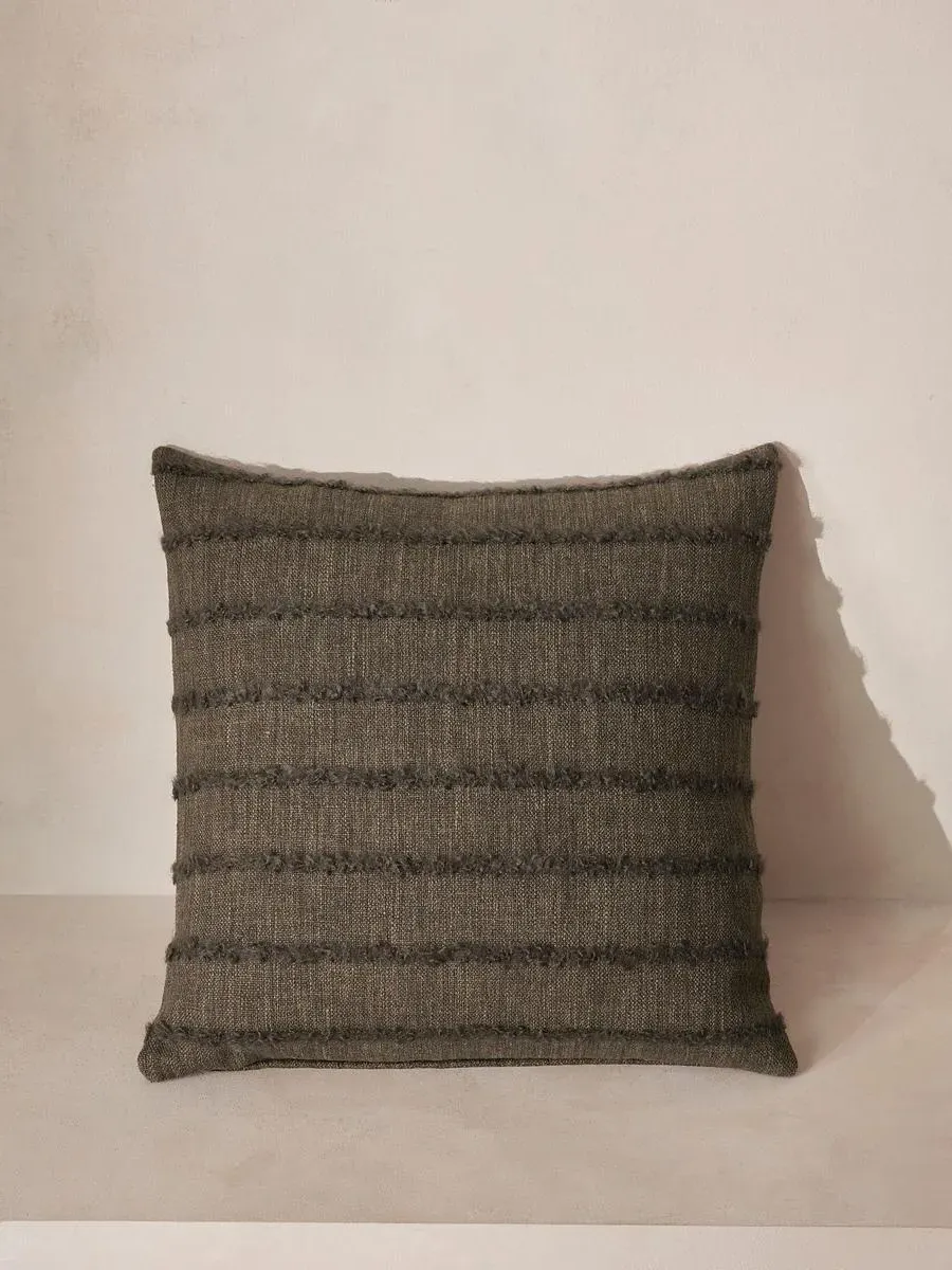 Victor Square Cushion - Chocolate Stripe, Wool & Linen product