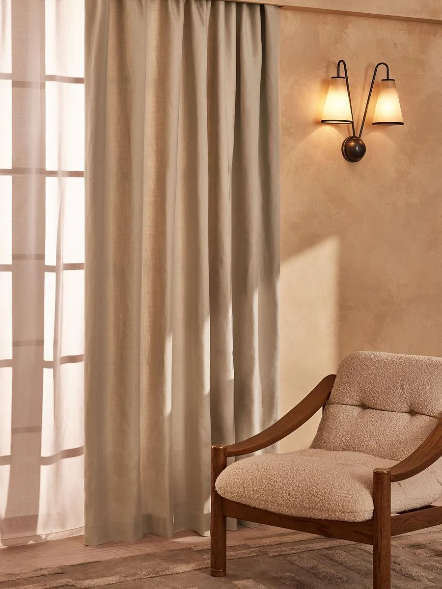 Vinnie Pencil Pleat Curtains - Bisque, Linen product