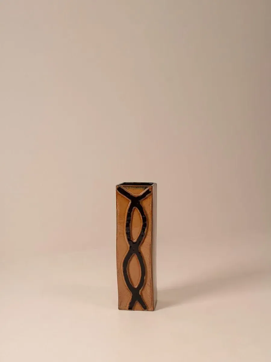 Vintage Mid Century Glazed Vase - Mustard Yellow, Ceramic product