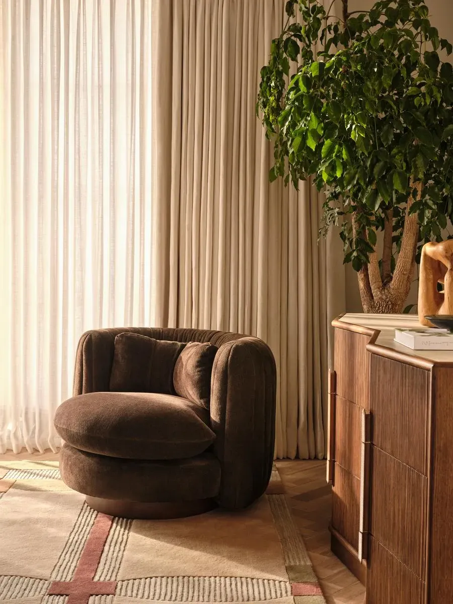 Vivienne Swivel Armchair - Chocolate, Linen Chenille product