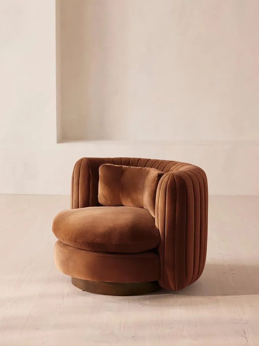 Vivienne Swivel Armchair - Cinnamon, Velvet product