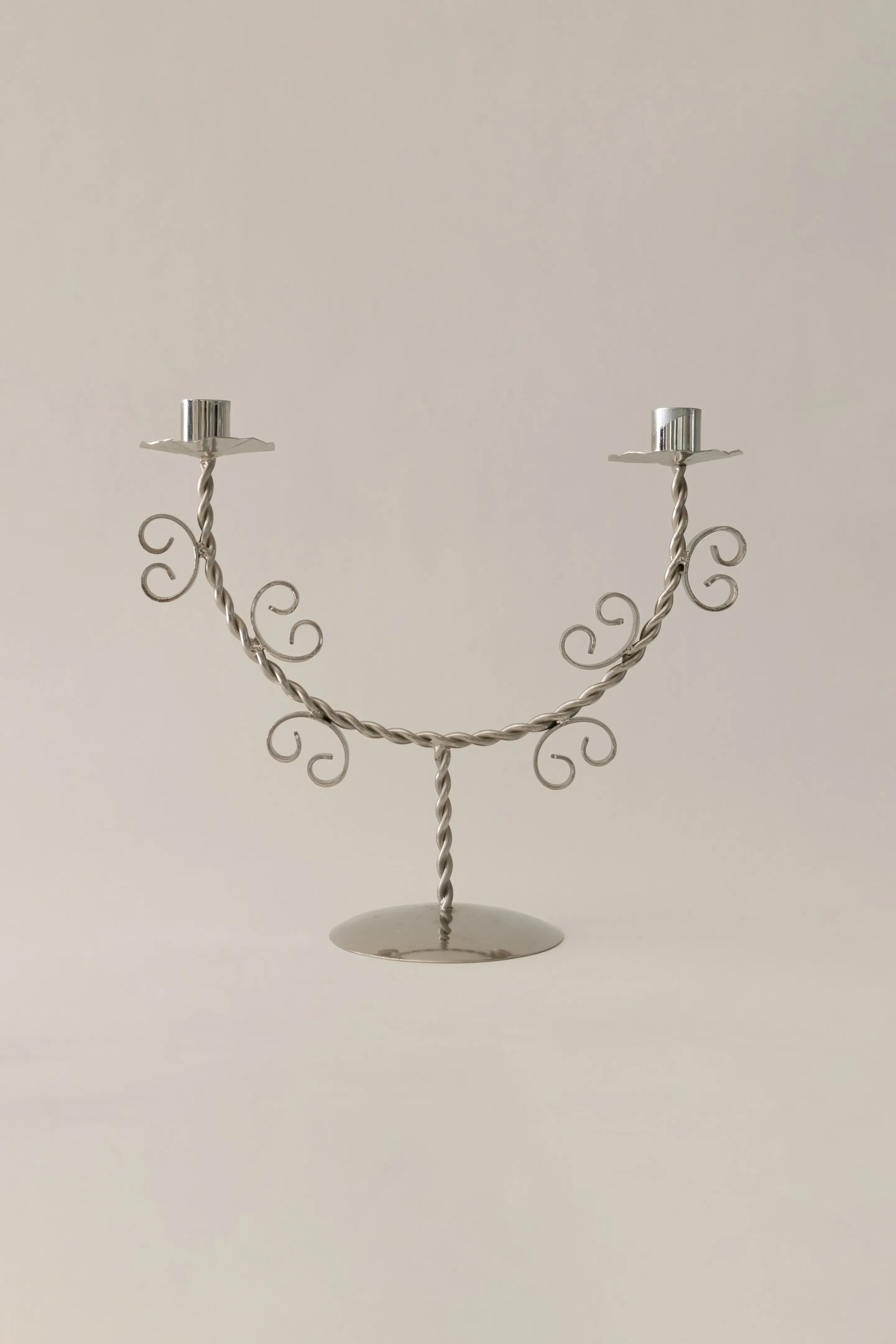 Twist Double Arm Candleholder - Nickel, Stainless Steel product