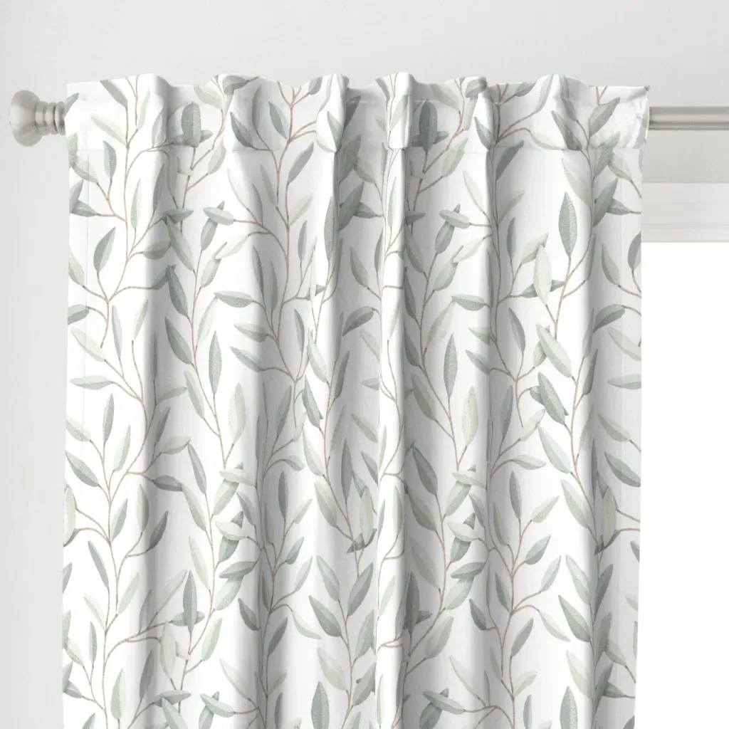 06 Vines Pattern Curtain Panel - Sage Green alternate view