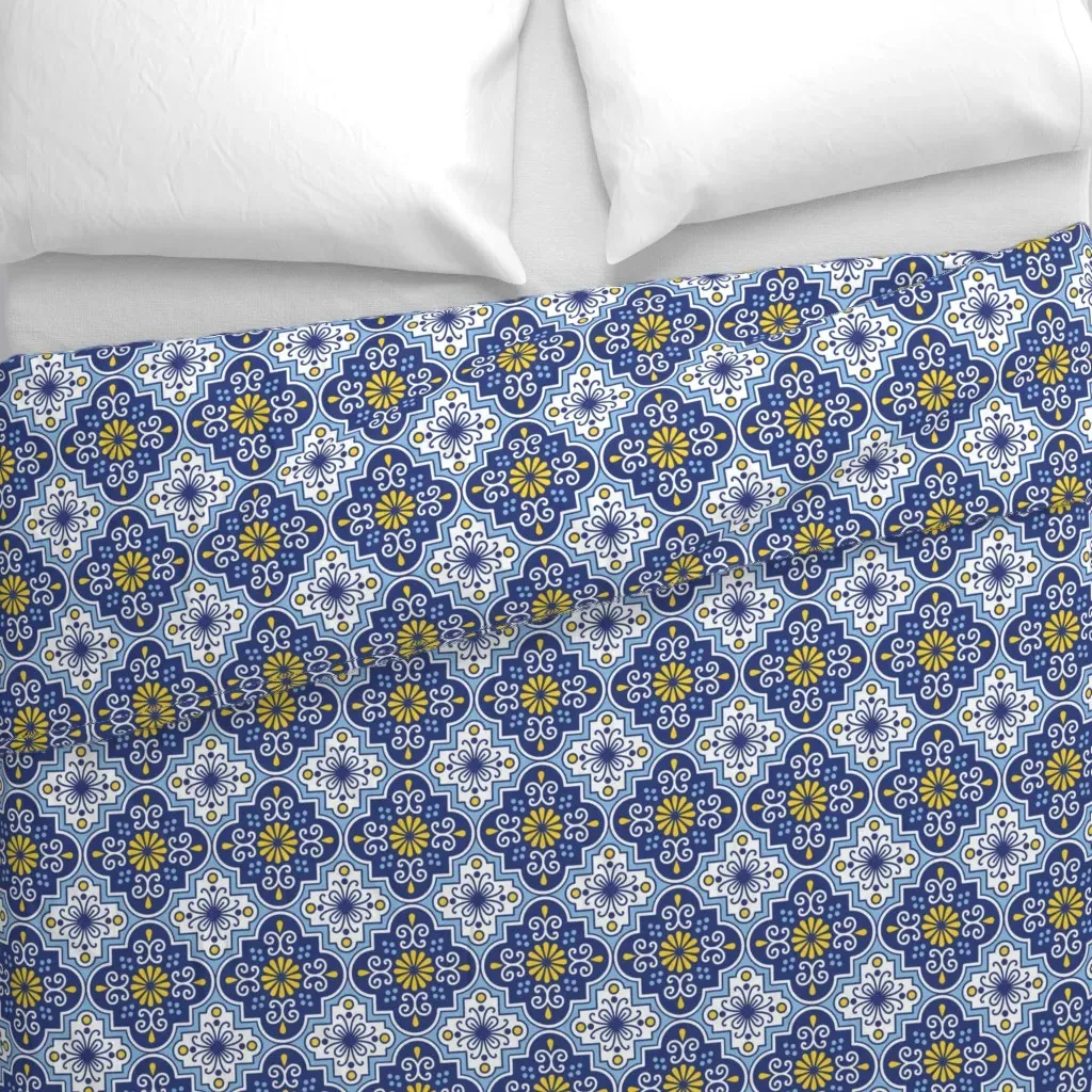 0994 Sicilian Floral Tiles Duvet Cover - Blue alternate view