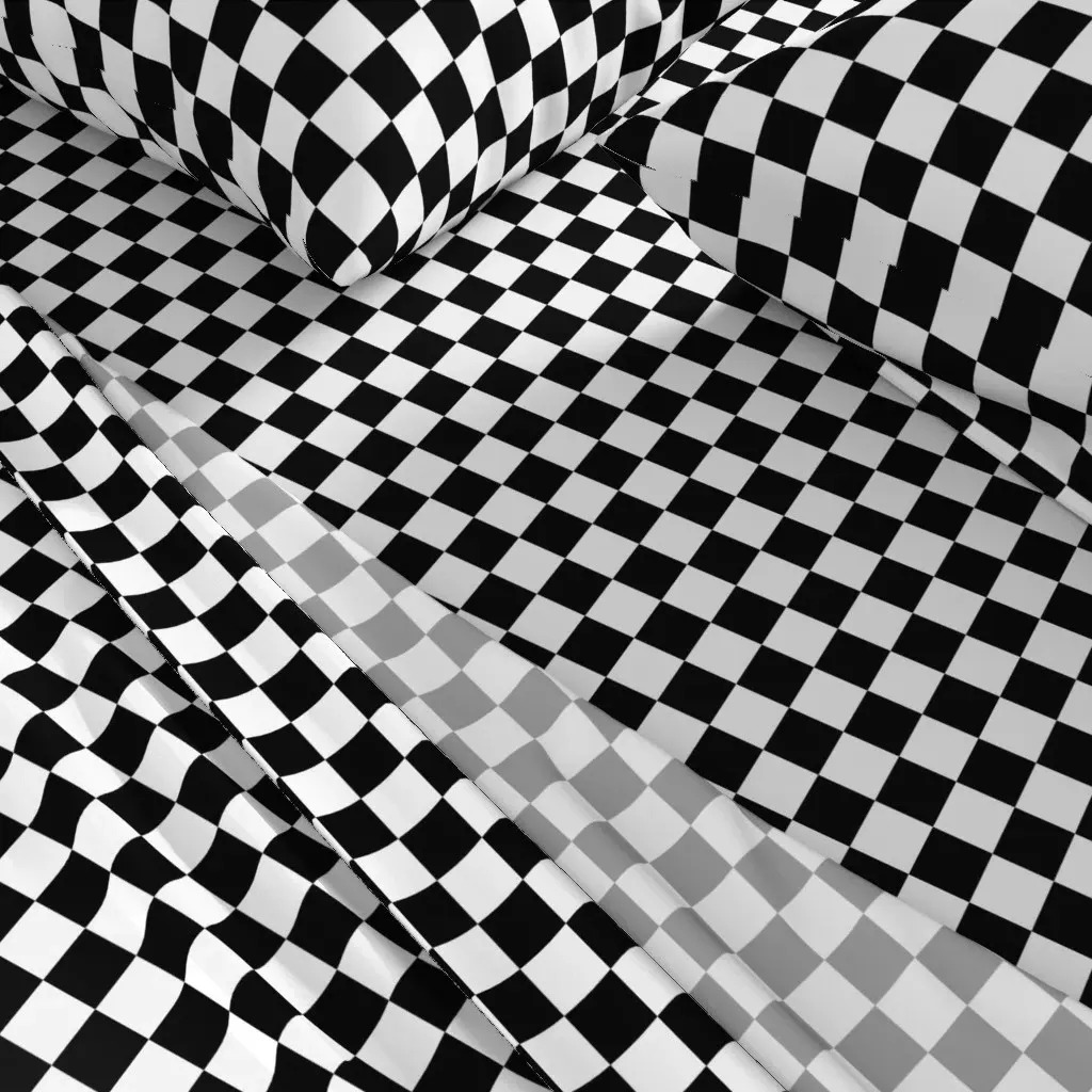 1 Inch Black & White Checkered Queen Sheet Set alternate view