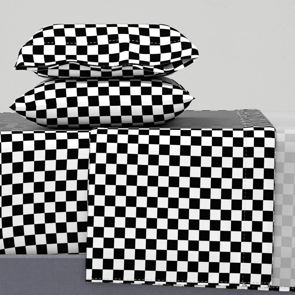 1 Inch Black & White Checkered Queen Sheet Set product