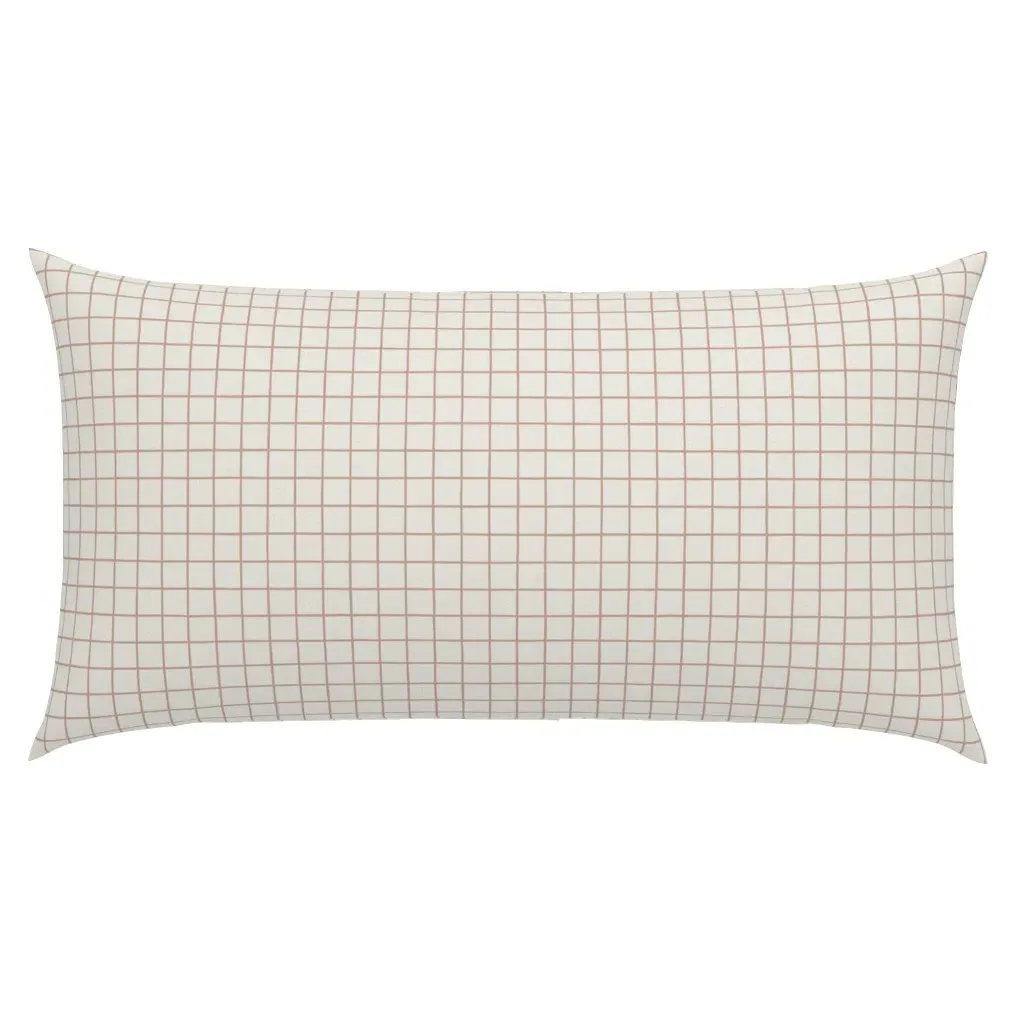 1 Inch Grid King Pillow Sham - Taupe Brown, Eggshell White product