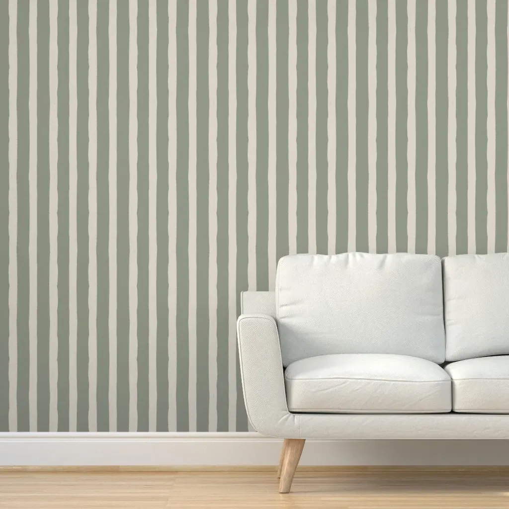 1" Stripe Peel and Stick Wallpaper - Sage Green product