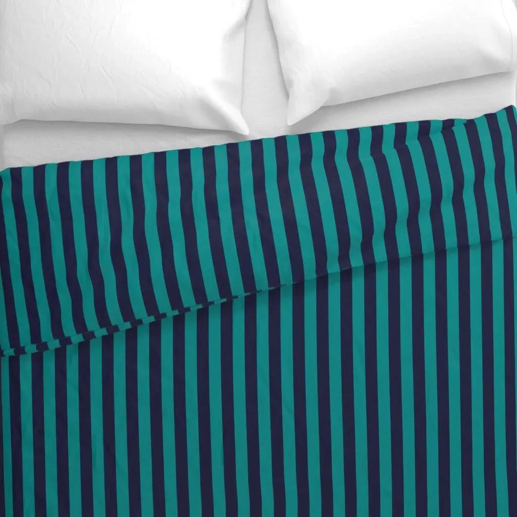 1" Vertical Stripes Duvet Cover - Teal alternate view