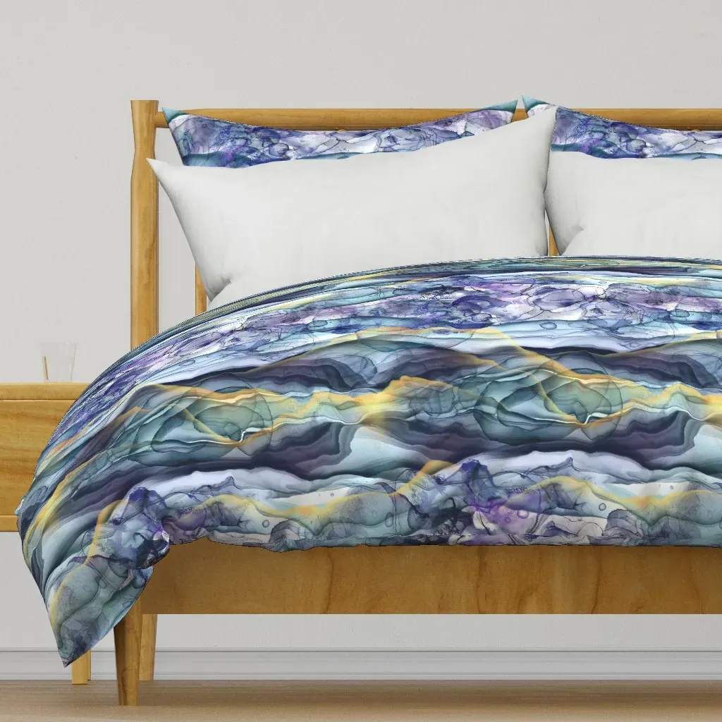 1319 Abstract Ethereal Ink Duvet Cover - Blue product