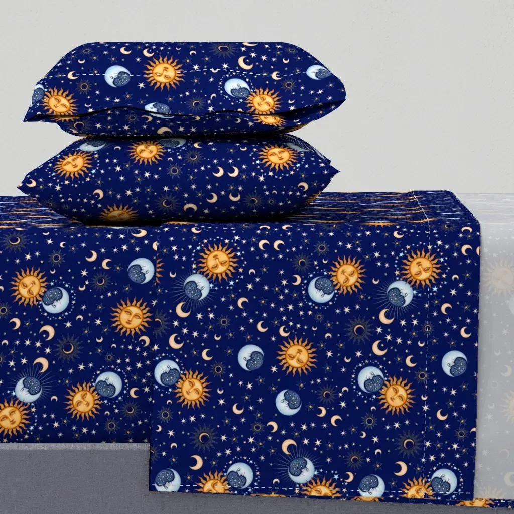 1473-S Ditsy Retro Sun & Moon Full Sheet Set - Gold product