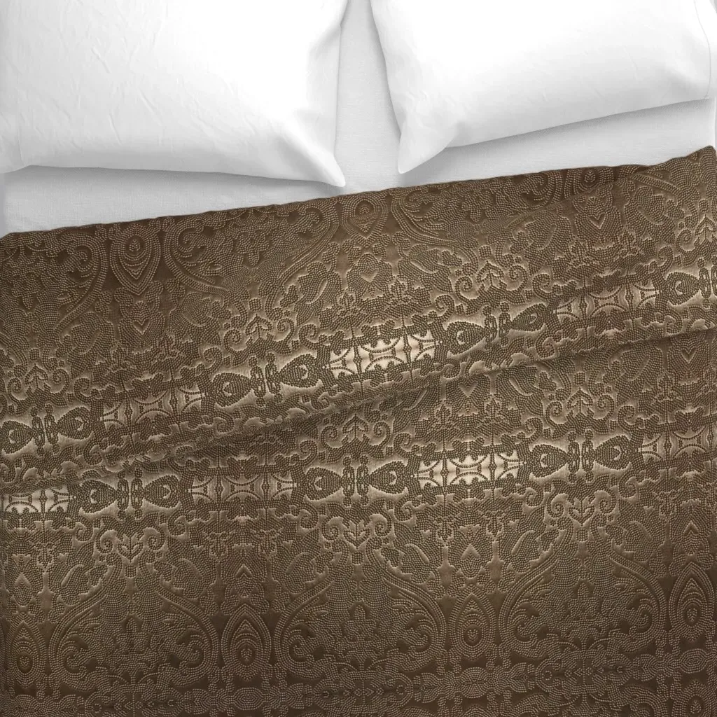 1513-L 3D Bronze Beaded Damask Duvet Cover - Bronze alternate view