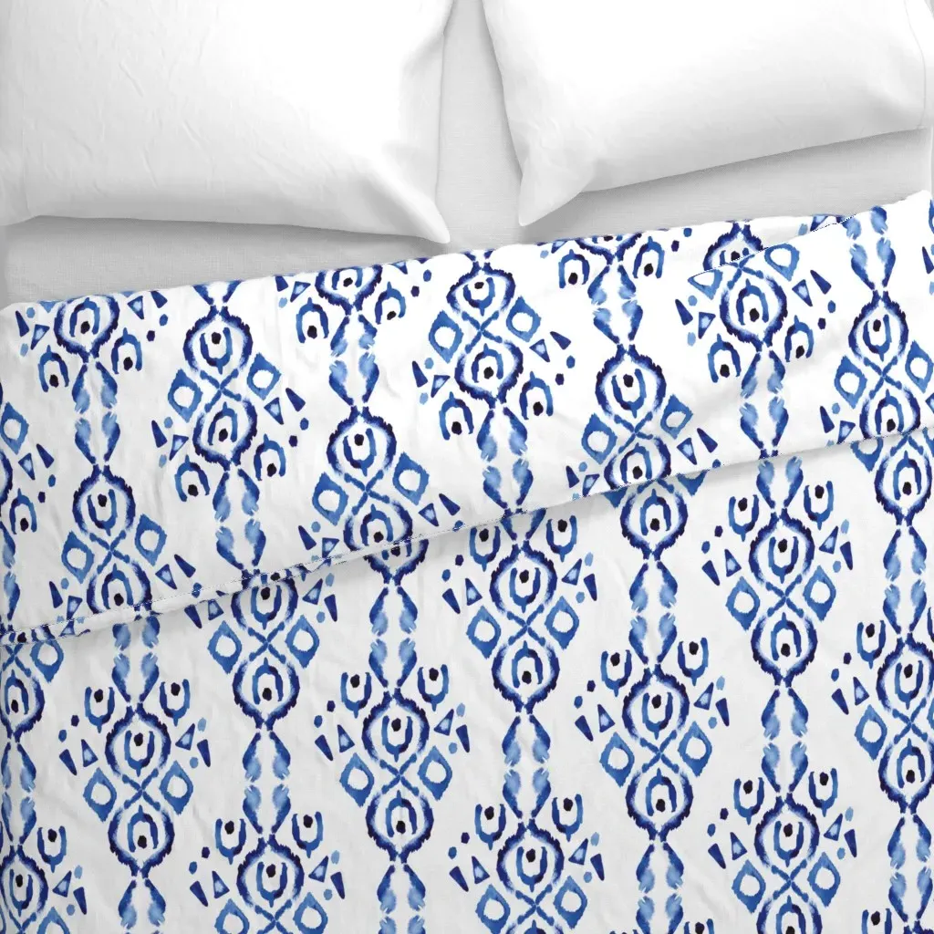 17-10V Blue Indigo Ikat Duvet Cover - Indigo Blue alternate view