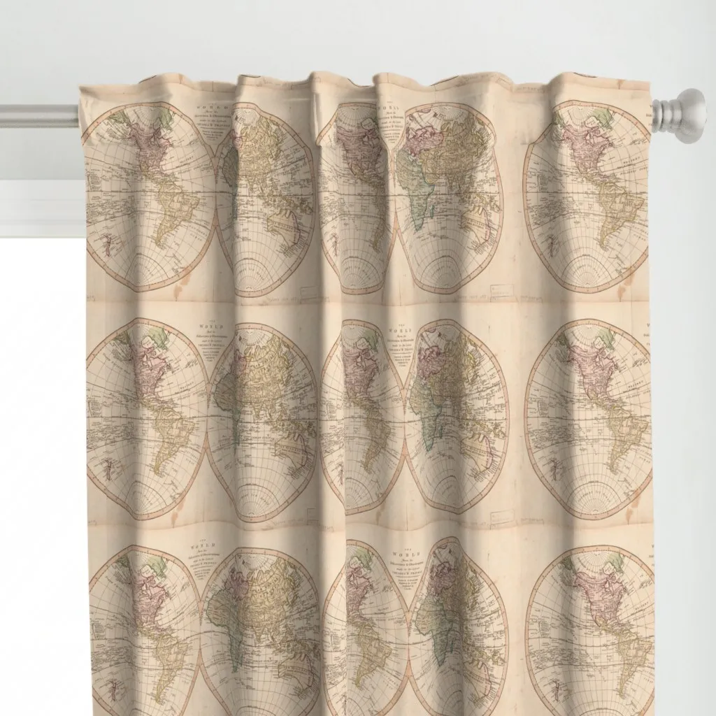 1807 Map Of The World Curtain Panel - Beige alternate view