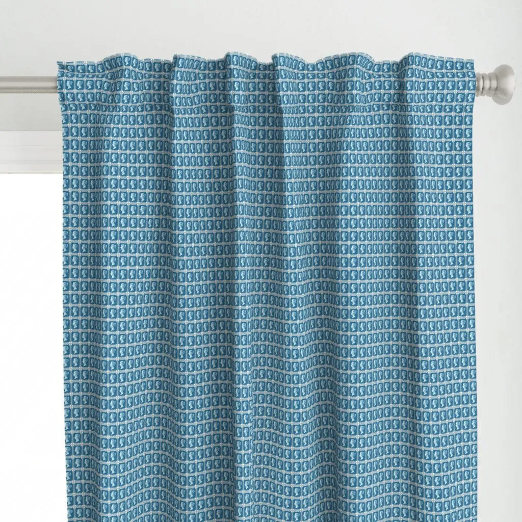 1840 British Two Pence Curtain Panel - Blue alternate view