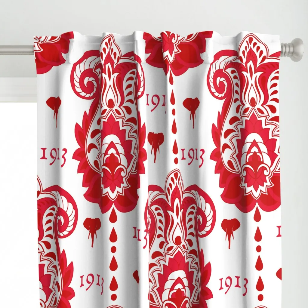 1913 Paisley Fabric Curtain Panel - Red alternate view