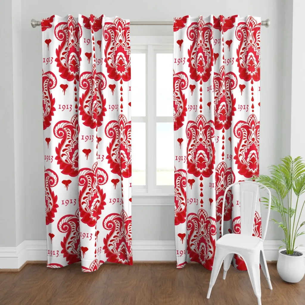 1913 Paisley Fabric Curtain Panel - Red product