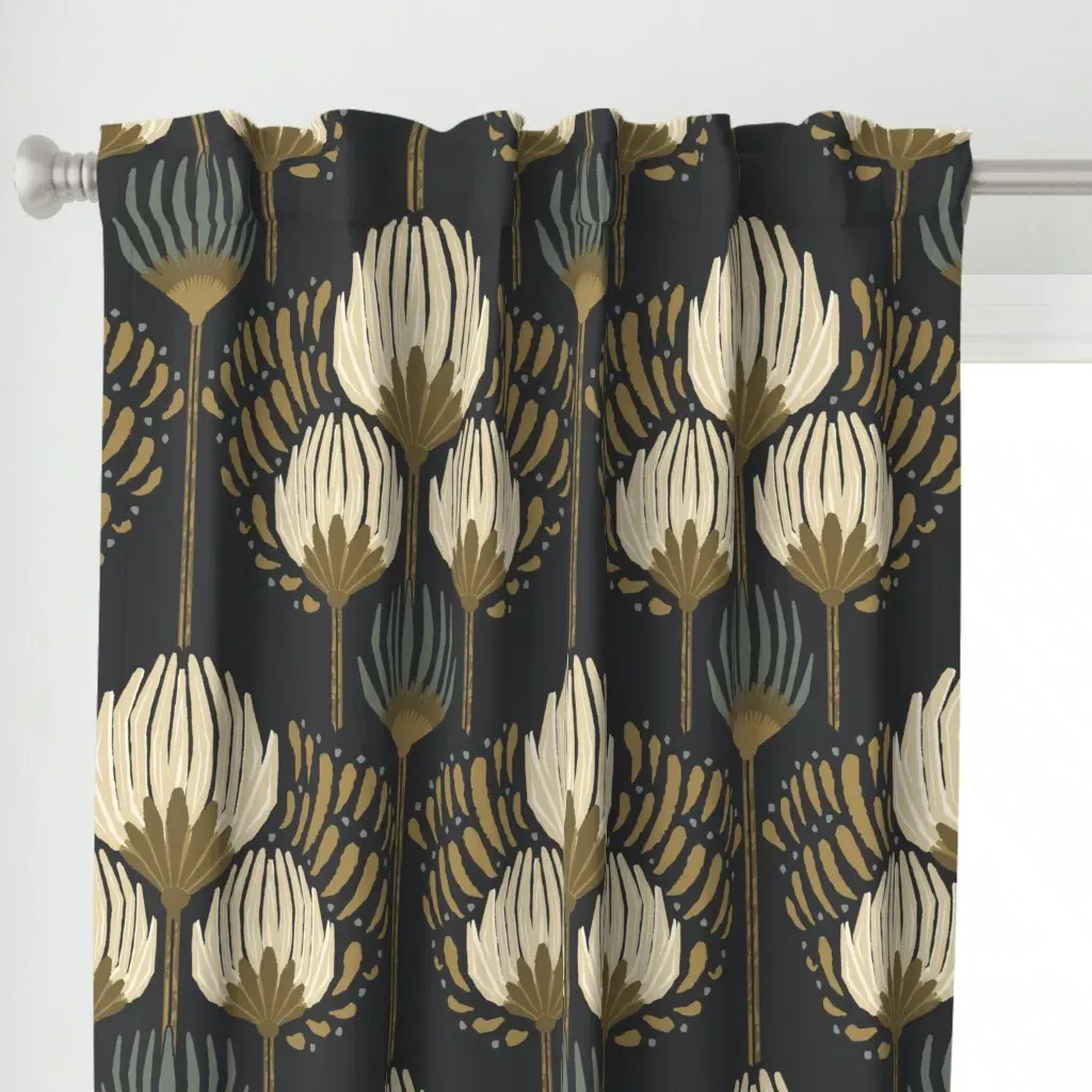 1920 Blossom Floral Curtain Panel - Beige alternate view