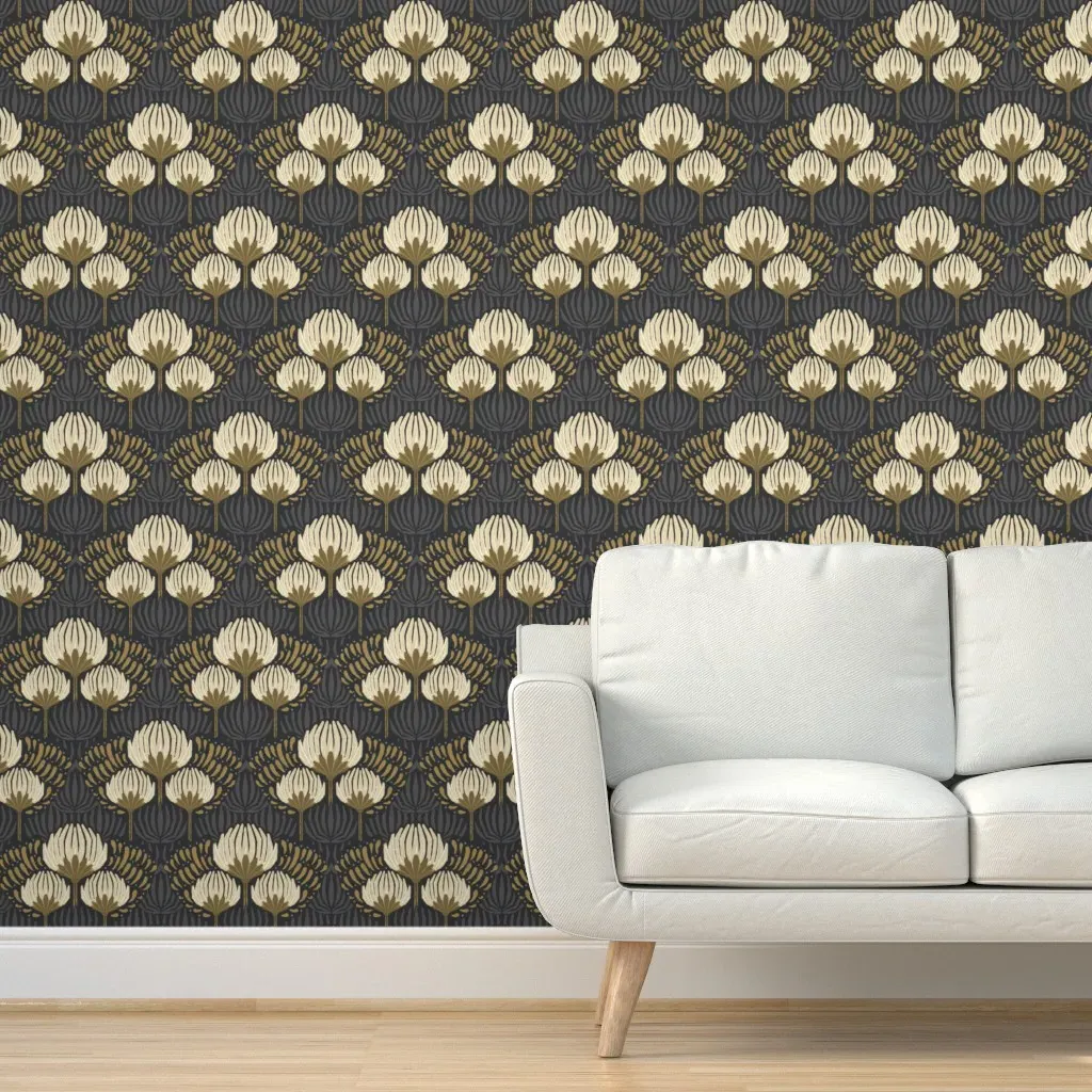 1920s Deco Floral Peel and Stick Wallpaper - Black, Cream product