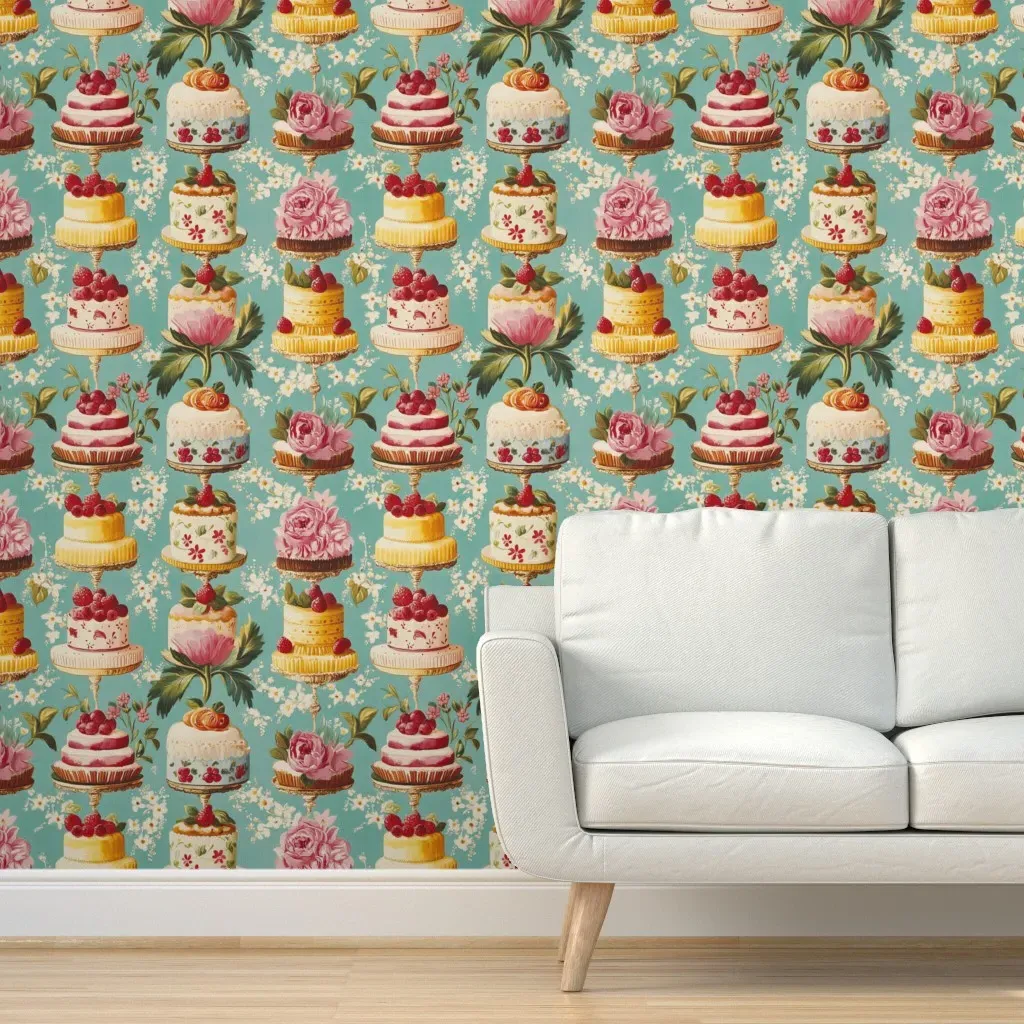 1940S Dream Bakery Peel and Stick Wallpaper - Teal product
