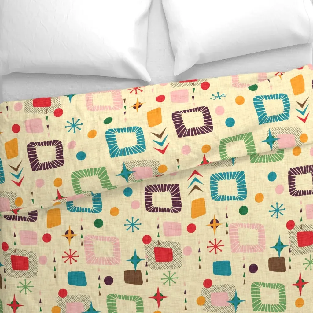 1950s Atomic Pattern Duvet Cover - Beige alternate view
