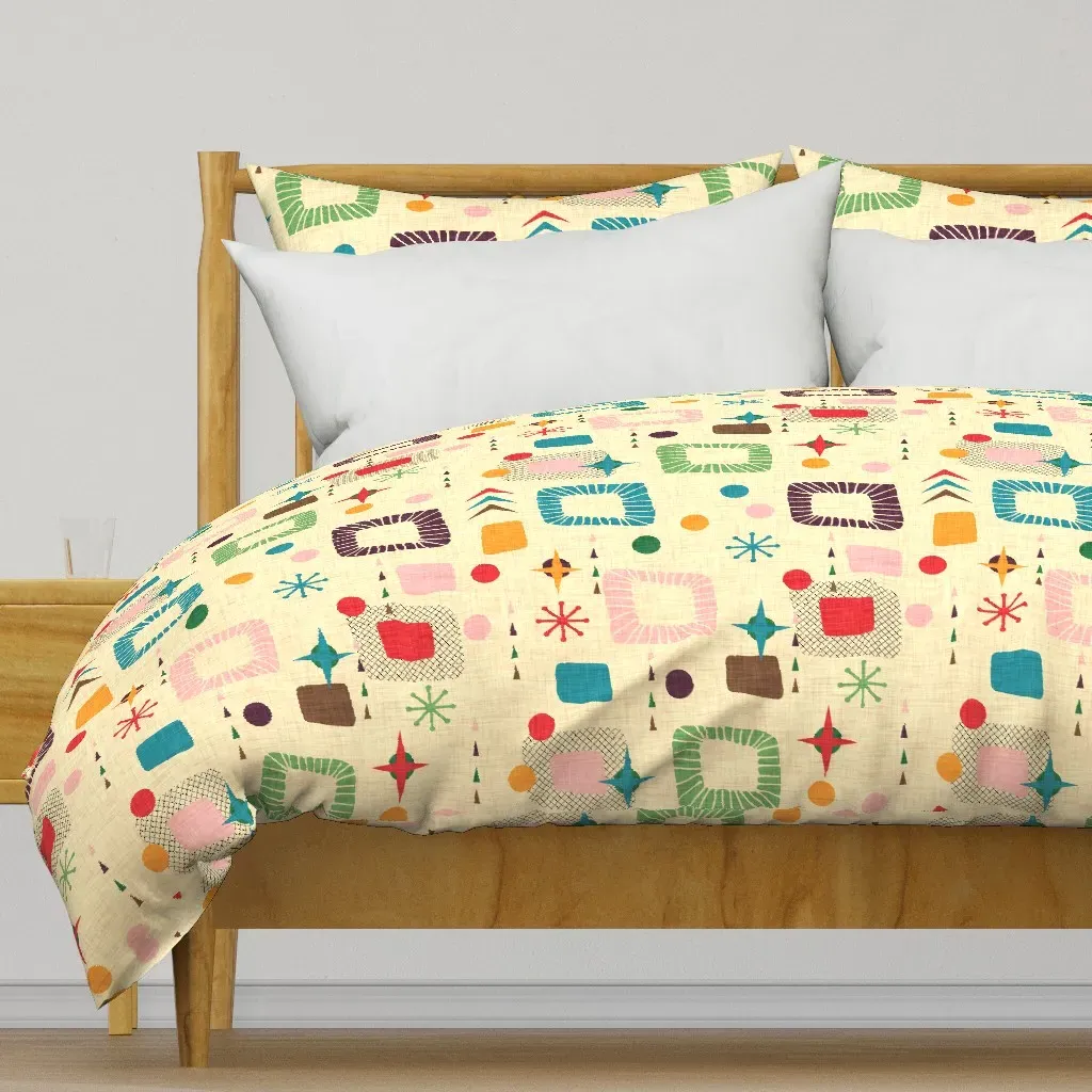 1950s Atomic Pattern Duvet Cover - Beige product