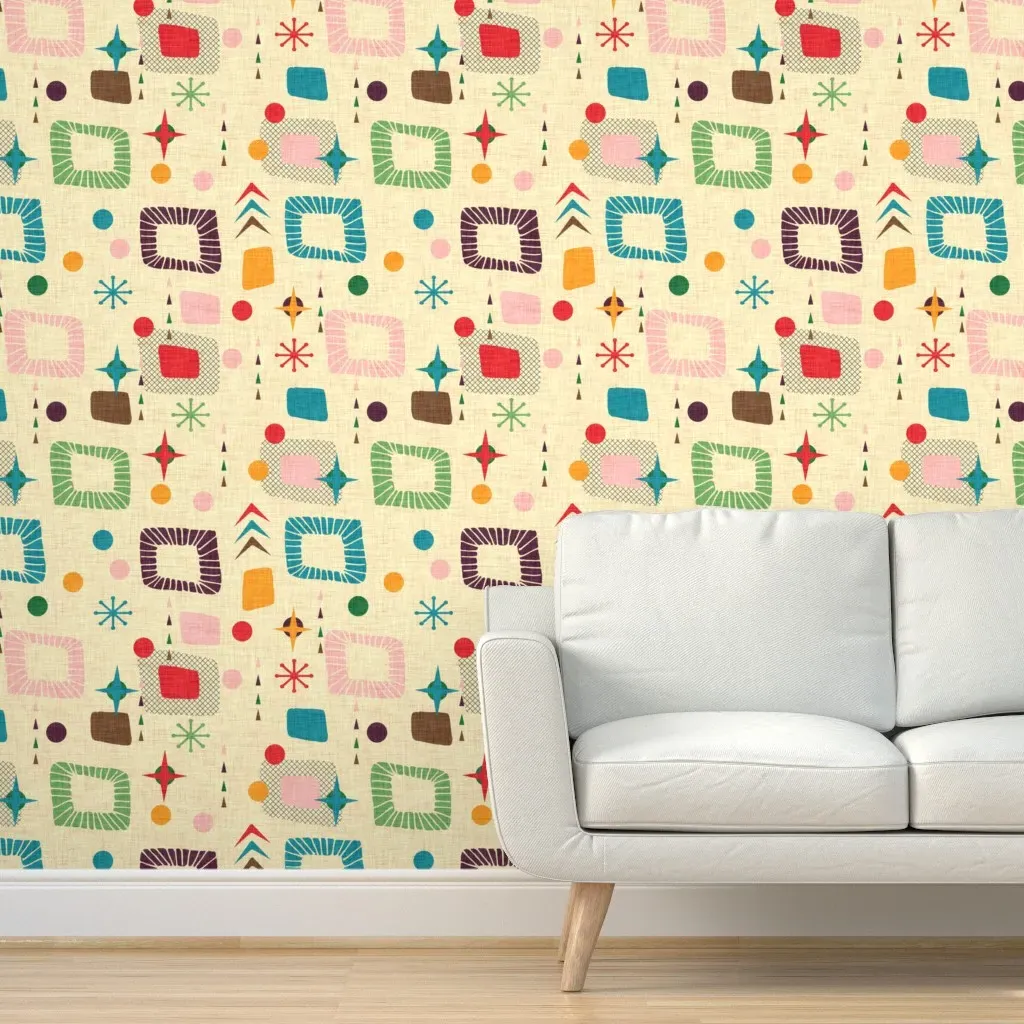 1950s Atomic Pattern Small Scale Peel and Stick Wallpaper - Yellow product