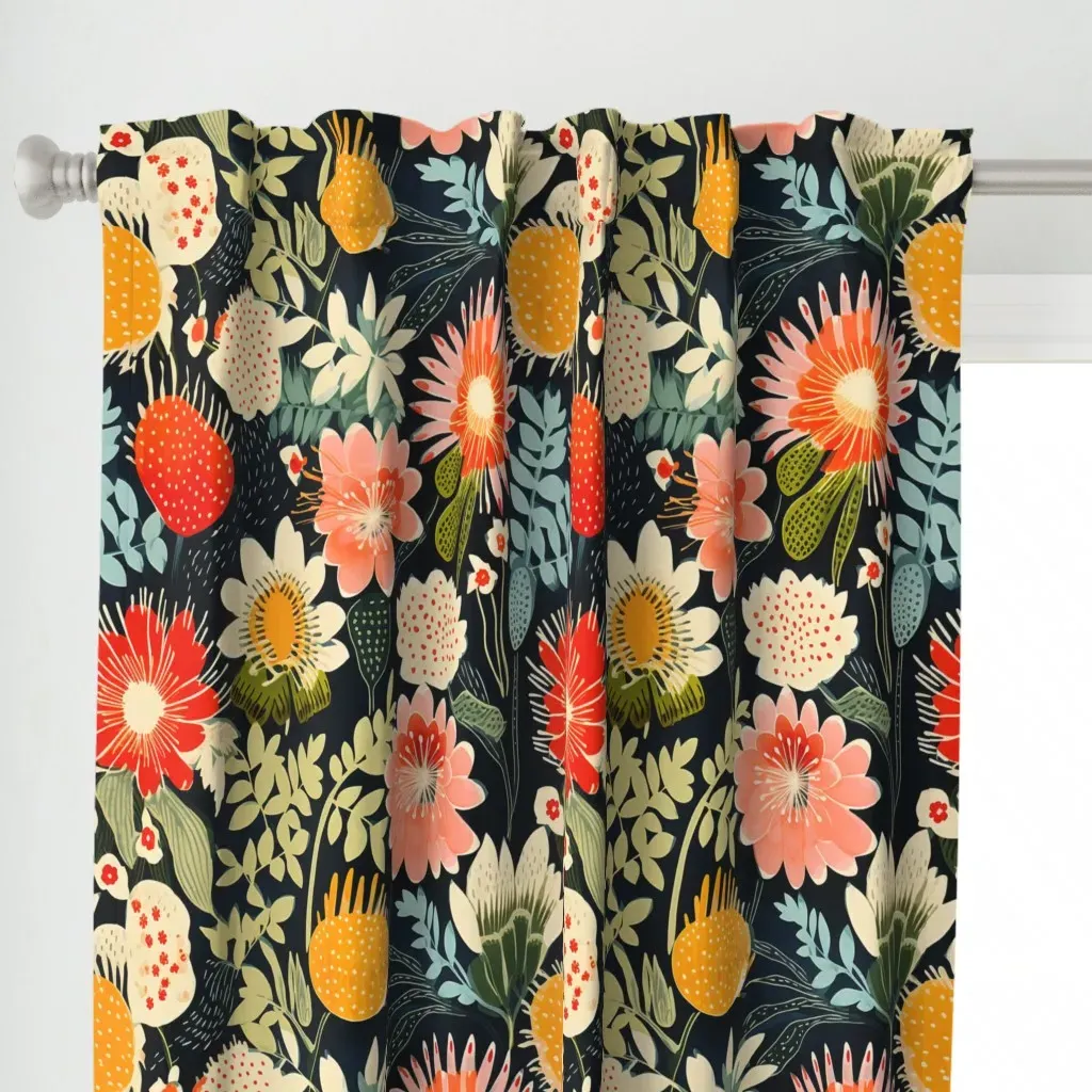 1950s Kitschy Curtain Panel - Pink alternate view