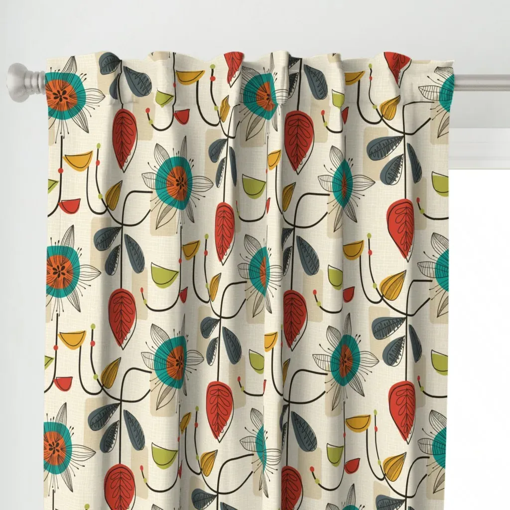1950's Mid-Century Curtain Panel - Teal alternate view