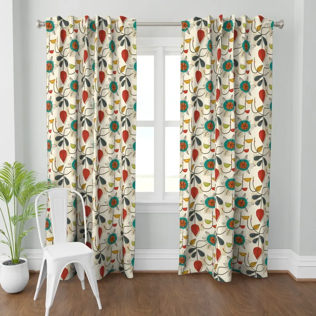 1950's Mid-Century Curtain Panel - Teal product